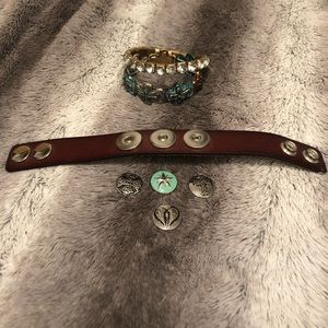 Leather Snap And Cross Bracelets